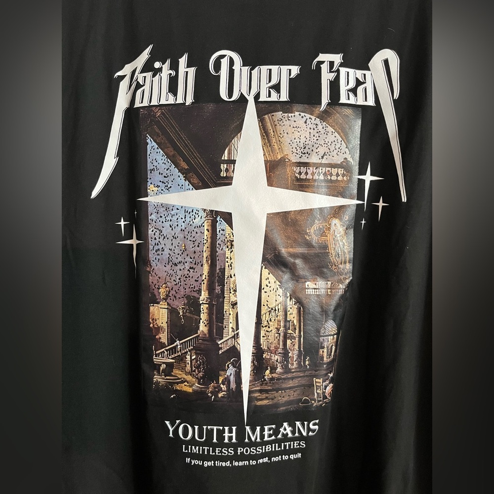 Faith over Fear Men's TikTop Shop shirt Sz XL - Picture 5 of 10